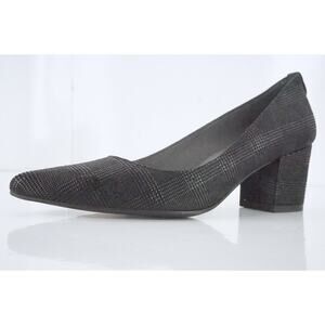 Stuart Weitzman Flex Black Check Suede Leather Slip On Pointy Pumps Size 6 New